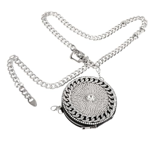 Beaupretty Rhinestone Verzierte Mini Waist Bag mit Kettenriemen Glitzernde Damen Umhängetasche Leichte Dekorative Bauchtasche für Frauen und Mädchen Modisches Accessoire für Alltag und Party von Beaupretty
