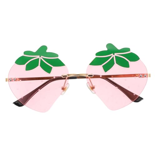 Beaupretty Rimless Strawberry Sonnenbrille Damen Leichtgewichtiger Rahmenloser Sonnenschutz Partybrille für Reisen Outdoor Aktivitäten Modische Erdbeer-optik von Beaupretty