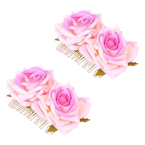 Beaupretty 2st Rosenhaarkamm Blumenhaarspangen Für Frauen Damen Party Kopfbedeckung Frauen Dekorative Haarnadel Floraler Haarkamm Rosenhaar-hombe Brautjungfer Haarschmuck Die Blumen von Beaupretty