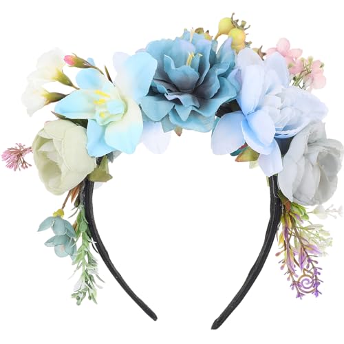 Rosenblüten-Stirnband Krone Haargirlande Hochzeitskranz Kopfschmuck Damen- Und Mädchen-Boho-Haarreifen Haarschmuck Für Hochzeitsfeste Foto-Requisiten Blau von Beaupretty