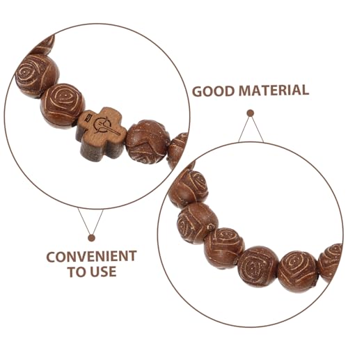 Beaupretty Rosenkranz Armband Holzperlen mit Kreuzanhänger Handgefertigtes Christliches Schmuckstück für Damen und Herren Robustes Gebetsarmband Natürliches Design Langlebig und Stilvoll von Beaupretty