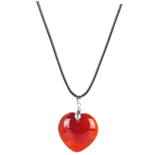 Beaupretty Rote Achat Herzform Anhänger Halskette für Frauen Langer Sweater Schmuck für Stilvolles Accessoire für Alltag und Besondere Anlässe von Beaupretty