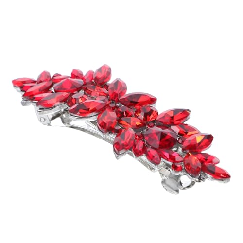 Beaupretty Braut-hochzeitshaar Haarspange Mit Roten Blumen-strasssteinen Hochzeitsaccessoires Für Damen Pferdeschwanzhalter Für Hochsteckfrisuren Zöpfe Oder Lockere von Beaupretty