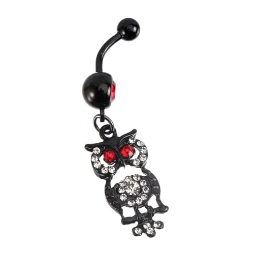 Beaupretty Roter Katzenaugen Nabelring mit Eulenmotiv Langlebiger Piercing Schmuck für Damen Komfortabler Bauchnabelschmuck Geeignet für Besondere Anlässe Wie Hochzeiten und von Beaupretty