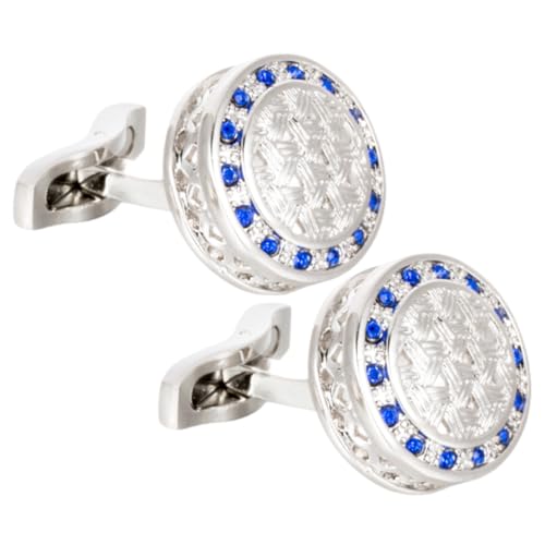 Beaupretty Runde Blaue Glänzende Manschettenknöpfe Herren Verschleißfest Eleganter Hemd schmuck für Business Hochzeit Party Leichter und Langlebiger Anzug accessoire von Beaupretty