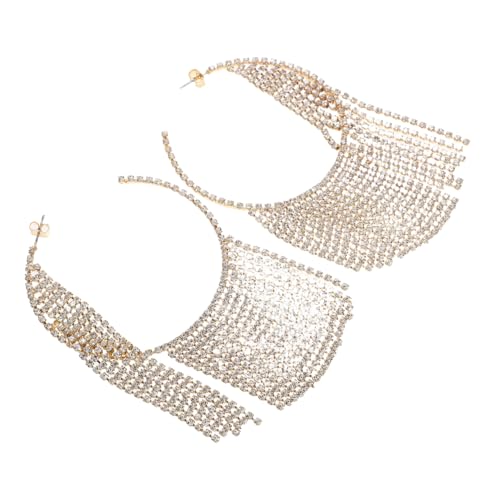 Beaupretty Runde Strass-ohrringe Für Damen Funkelnde Kristallfransen-ohrhänger Lange Quasten-ohrhänger Hochzeitsohrringe Abschlussballschmuck von Beaupretty