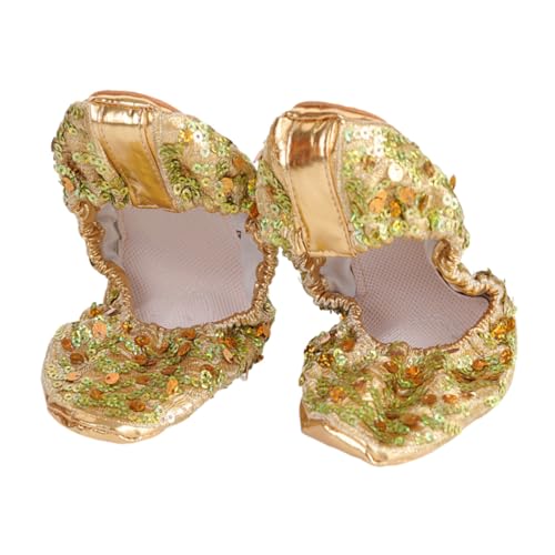 Beaupretty Rutsch Tanzschuhe Damen Glitzer Pailletten Rundsohle Lateinische Tanzschuhe Ballet Sock Flache Ledersohle für Ballett Salsa und von Beaupretty