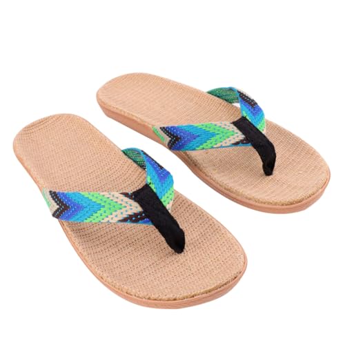 Beaupretty Rutschfeste Flip Flops Haus Sandalen Blau Grün Flache Sohle Bequeme Freizeit Strandschuhe für Damen und Herren von Beaupretty