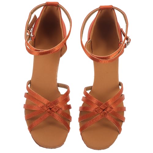 Beaupretty Satin High Heels Damen Latein Tanzschuhe Goldene Absätze Schnürbar Absatz Partyballsaal Schuhe von Beaupretty