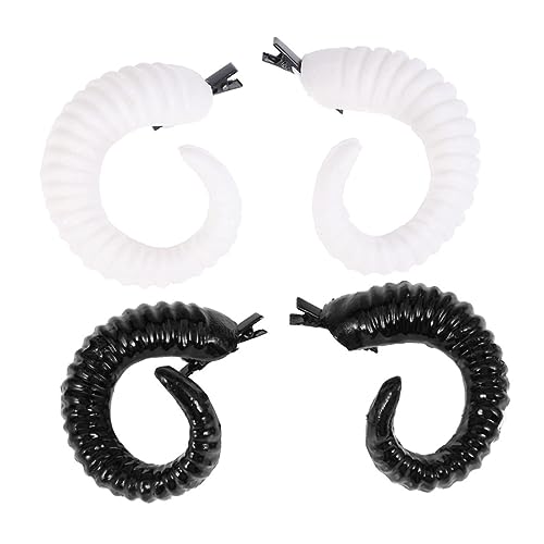 Beaupretty Schafehörner Haarklammern Halloween Cosplay Haarschmuck DIY Schäferhorn Haarnadeln für Party und Alltag Leichtes Modisches Design Schwarz und Weiß von Beaupretty