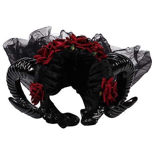 Beaupretty Kopfschmuck Aus Schafshorn Satanische Kopfbedeckung Gothic-accessoires Halloween-stirnband Dämonenhörner Stirnband Dämon Böses Stirnband Requisiten Gespinst Gotisch Fräulein von Beaupretty