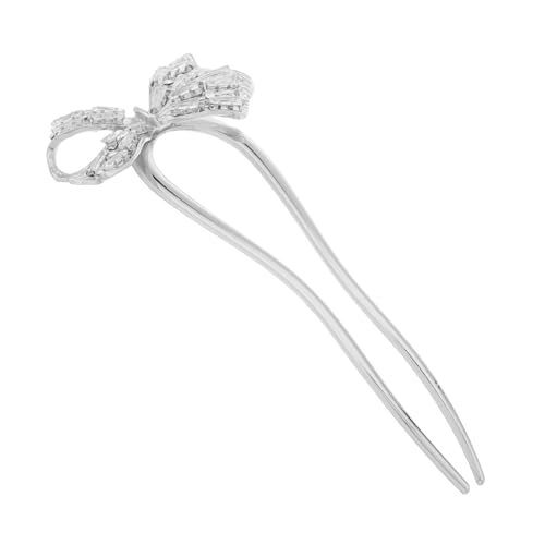 Beaupretty Metall-haarnadeln in U-form Haargabeln Mit Schleife Strass-haarnadeln Vintage Haarstäbe Dutthalter Für Frauen Und Mädchen Haar-accessoires Silber von Beaupretty
