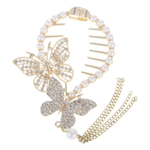 Beaupretty Schmetterling Haarklammer mit Strass und Perlen Dekorative Haarspange für Dutt und Pferdeschwanz Vielseitige Haar Accessoires für Damen und Mädchen von Beaupretty