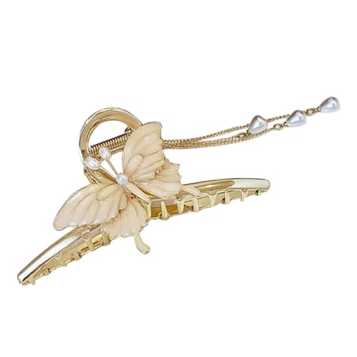 Beaupretty Schmetterling Haarspange Damen Haarklammer Groß Perlen Quaste Haarkralle Haarclip für Alltag und Party Vielseitig Stabil Langlebig von Beaupretty