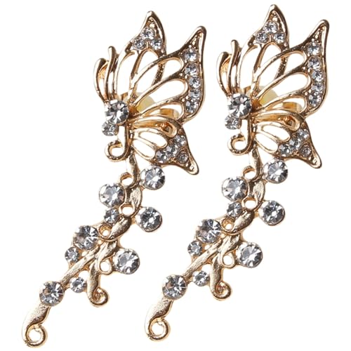 Beaupretty Schmetterlings Ohrclips mit Strass Ohrklemmen für Damen Eleganter Ohrschmuck Leicht zu Tragen Vielseitig Kombinierbar für Alltag und Besondere Anlässe Goldfarbene Ohrstecker von Beaupretty