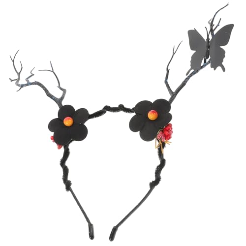 Beaupretty Flower Headband Mit Ästen Und Antlers Für Halloween Und Weihnachten Schwarze Dekoration Für Kostüme Festivals Und Fotoshootings Für Waldgöttin Und Bohemian-looks von Beaupretty