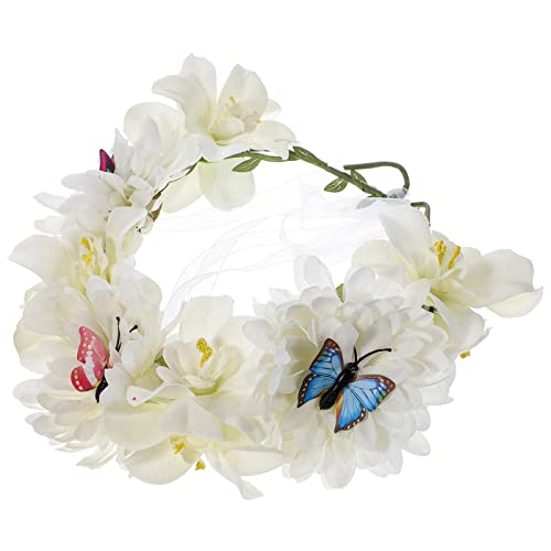 Beaupretty Schmetterlingskranz Stirnband Blumenkrone Für Mädchen Teeparty-accessoires Für Frauen Blumenstirnband Für Frauen Stirnband Strandresort Stoff Hawaii Blumenmädchen von Beaupretty