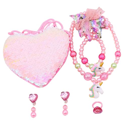 Beaupretty Schmuckset Einhorn Halskette Armband Perlen Set für Kleine Mädchen Dehnbar Modisch Langlebig für Geburtstag Einschulung und Alltag von Beaupretty