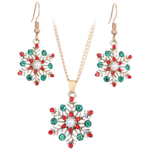 Beaupretty Schneeflockenohrringe Set Schneeflockenkette für Frauen Schneeflockenschmuck Weihnachtsschneeflake Schneeflocken-Halsketten Weihnachtsschneeflocken Weihnachtsschmuck Legierung von Beaupretty