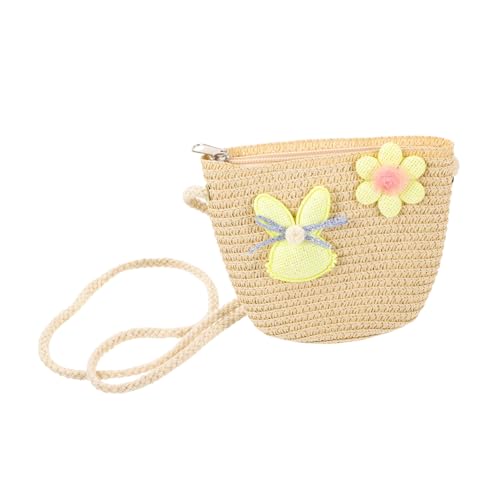 Beaupretty Schultertasche Geflochtene Umhängetasche Leichte Strohtasche Süße Crossbody Bag für Mädchen Strandtasche Reise Tasche Alltagstasche Robust und Langlebig von Beaupretty