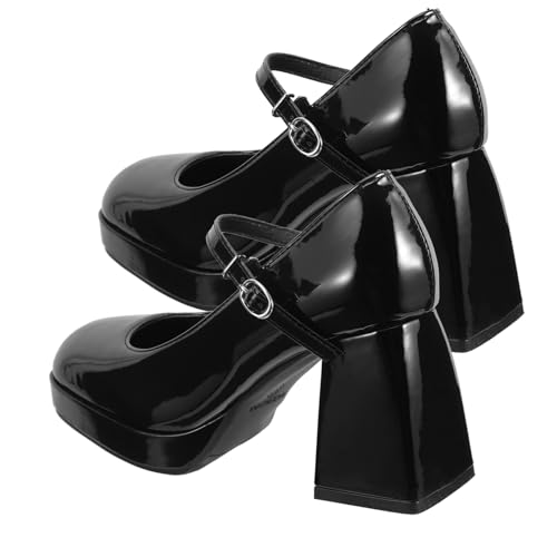 Beaupretty Schwarze Damen High Heels mit Dickem Absatz Stilvolle Pumps Modische Geschlossene Schuhe für Arbeit Party und Festliche Anlässe Komfortabel und Langlebig von Beaupretty