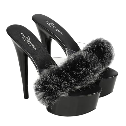 Beaupretty Schwarze High Heels Sandalen mit Flauschiger Verzierung Superhoher Absatz Leichter Sommer schuh Modisch und Angenehm für Damen und Besondere Anlässe Beaupretty Schwarze High Heels Sandalen mit Flauschiger Verzierung Superhoher Absatz Leichter Sommer schuh Modisch und Angenehm für Damen und Besondere Anlässe von Beaupretty
