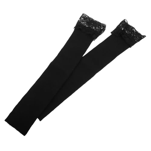 Beaupretty Schwarze Spitzenhandschuhe Damen Lange Fingerlose Armstulpen mit Daumenloch Gestrickte Armwärmer Atmungsaktivem Material für Herbst Winter Spitzen Ärmel Kombinieren von Beaupretty