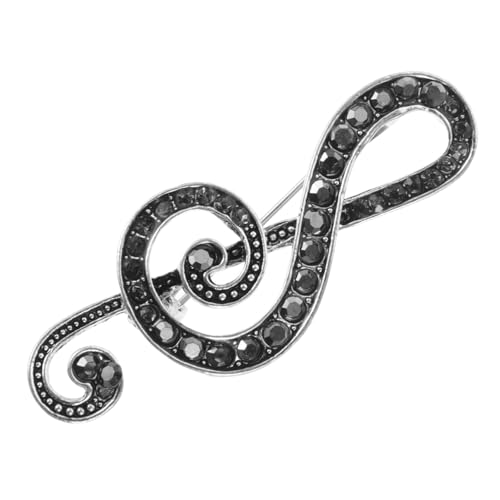 Beaupretty Schwarze und Silberne Noten Brosche mit Funkelnden Strasssteinen Modischer Anstecker für Damen und Herren Festliche Schmuckdekoration für Jacken Schals und Taschen Leicht von Beaupretty