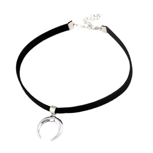 Beaupretty Schwarzer Mondförmiger Choker Halskette Kurz Stilvoller Crescent Anhänger Weiches Material Damen Schmuck für Alltag und Party Geschenkidee von Beaupretty