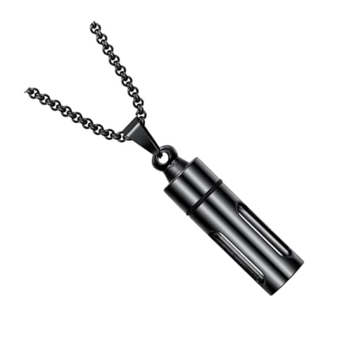Beaupretty Schwarzer Parfümflaschen anhänger aus Edelstahl Öffnbar mit Kette Kreative Herren Halskette Stilvolles Multifunktionales Schmuckstück für Partys und Festliche Anlässe von Beaupretty