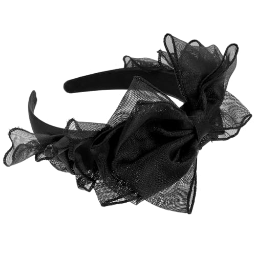 Beaupretty Schwarzes Spitzen stirnband mit Großem Schleifenknoten Doppellagiges Netzdesign Breiter Retro haarreifen Leichter und Bequemer Haarschmuck für Damen und Mädchen für von Beaupretty