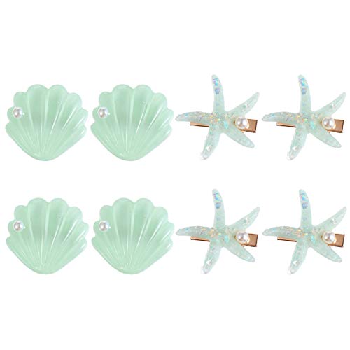 Beaupretty Seestern Haarspangen Muschel Haarnadel Kopfschmuck 8Pcs Shell Haarspangen Kinder Seestern Haar Accessoires Neuheit Haarschmuck für Kinder Hellgrün von Beaupretty