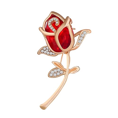 Beaupretty Shining Blume Brosche mit Strass Dekorative Anstecknadel für Kleidung Schals und Taschen Rutsch Design Leichter Broschen Schmuck Rot von Beaupretty