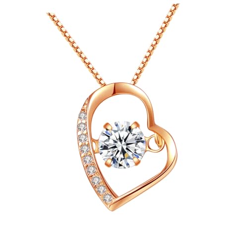 Beaupretty Silber Herzanhänger Halskette Damen Roségold mit Zirkonia Modische Kette für Frauen Eleganter Herzanhänger für Alltag Party Geburtstag Stilvoller Damenanhänger von Beaupretty