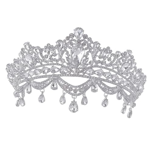 Beaupretty Silberfarbene Haarreif für Damen Braut Tiara für Hochzeit Geburtstagsfeier und Kostümzubehör Langlebiges Zinklegierungs Diadem mit Funkelnden Strasssteinen von Beaupretty