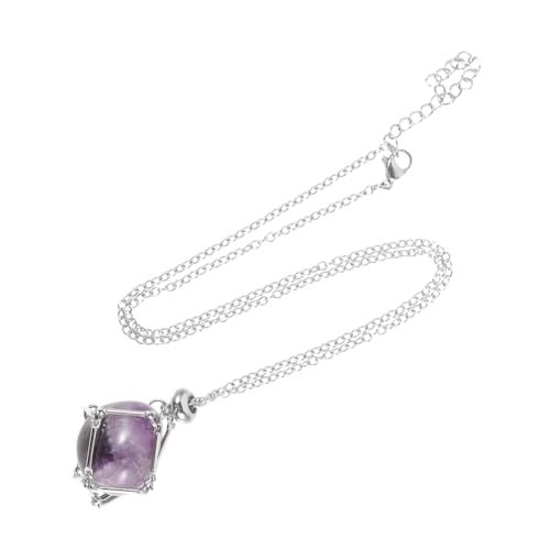 Beaupretty Silberfarbene Metallkette mit Hohlem Kristallsteinhalter Verstellbarer Schmuckanhänger aus Natürlichem Kristallnetz Stein Halskette für Frauen Langlebig und Komfortabel von Beaupretty