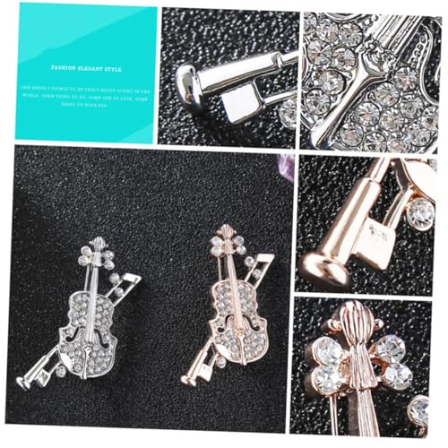 Beaupretty Silberfarbene Violin brosche mit Strass Filigrane Anstecknadel für Damen Modisches Accessoire für Kleidung Taschen Hüte und Schals Elegantes für Frauen und Mädchen von Beaupretty