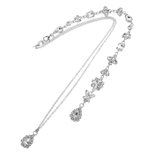 Beaupretty Silberne Damen Rückenkette mit Anhänger Lange Brautschmuck Körperkette für Hochzeit Party Abschlussfeier Eleganter Strass schmuck für Rückenfreies Kleid von Beaupretty
