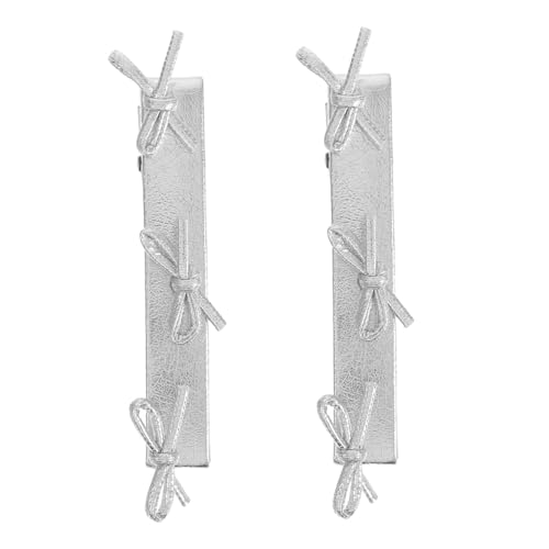 Beaupretty Silberne Mini Haarklammern mit Schleifen Leichte Kleine Entenschnabel Clips Langlebige Haarschleifen für Mädchen Party Haarspangen Süßer Coquetter Stil für Alltag und Fest von Beaupretty