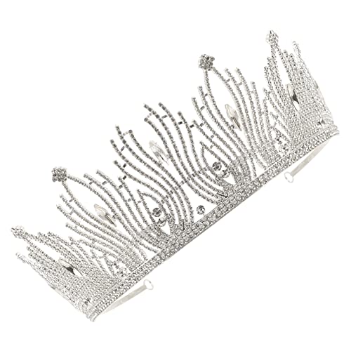 Beaupretty Silberne Tiara für Damen mit Strahlenden Kristallsteinen Hochzeitshaarschmuck Luxuriöse Haarreif für Braut Geburtstag Party und Festliche Anlässe von Beaupretty