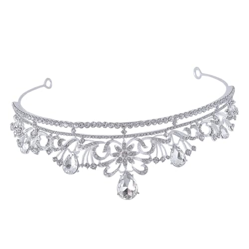 Beaupretty Silberne Tiara mit Strasssteinen Brautkrone für Hochzeit Verstellbares Stirnband Luxuriöses Accessoire für Damen für Braut Ball und Festveranstaltungen von Beaupretty