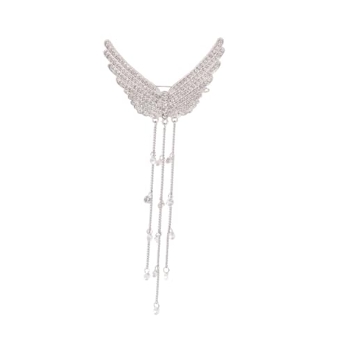 Beaupretty Silberner Haarschmuck mit Strasssteinen Flügel tassel Haarklammer für Damen und Mädchen Sicherer Langlebiger Haarkamm Vielseitig für Hochzeit Geburtstag Weihnachten und Alltag von Beaupretty