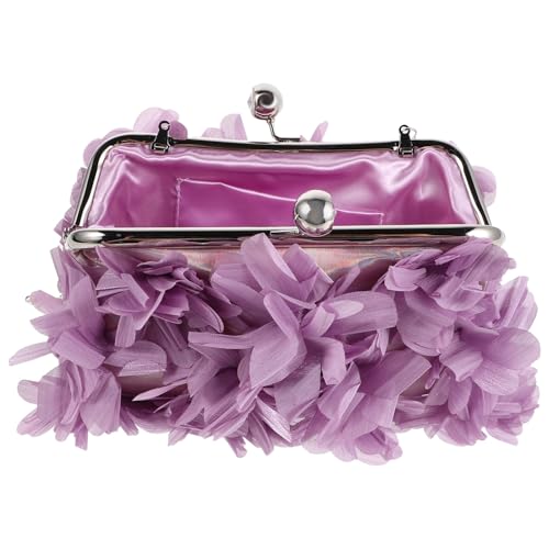 Beaupretty Small Floral Clutch Bag mit Kette Damen Abendtasche Kiss Lock Handtasche für Hochzeit und Formelle Anlässe Kompakt Leicht und Stilvoll Passend zu Abendkleid und Cocktailkleid von Beaupretty