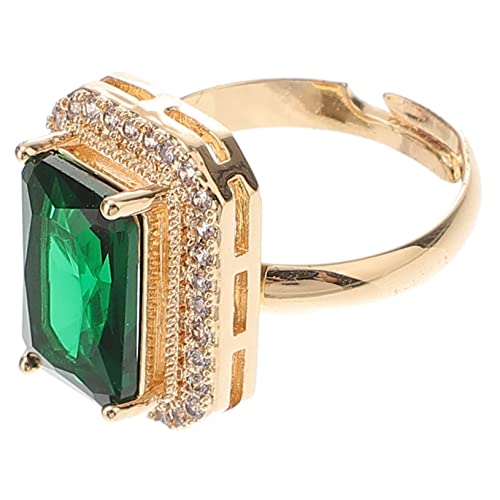 Beaupretty Smaragdgrüner Zirkonia ring Damen Elegant Glänzend Verlobungsring Hochzeit Geschenk Modisches Schmuckstück für Besondere Anlässe von Beaupretty