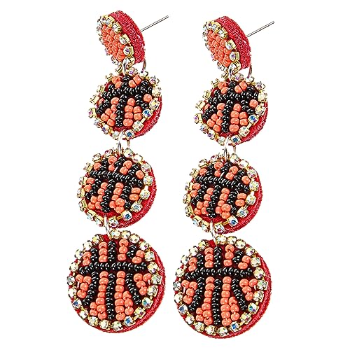 Beaupretty Sportliche Damen Ohrringe mit Perlen Leichte Bequeme Dangle Ohrringe in Basketball Orange Modischer Schmuck für Alltag und Party Teiliges von Beaupretty