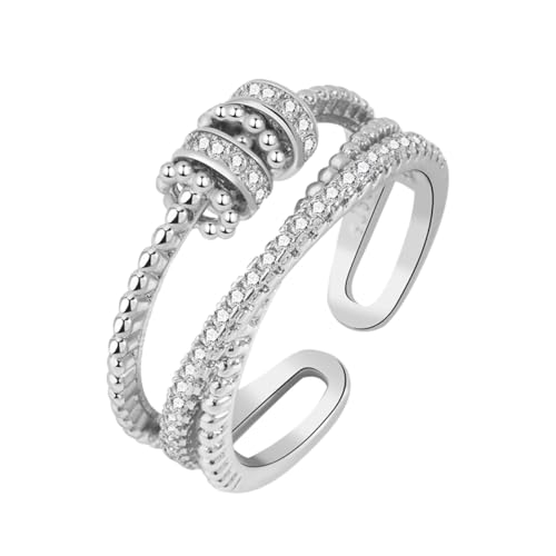 Beaupretty Sterling Silber Drehbarer Damenring Verstellbar Offener Knöchelring Modischer Statement Ring Leicht Tragbar Glatte Oberfläche Passend für Mittelfinger und Daumen Eleganter Schmuck von Beaupretty