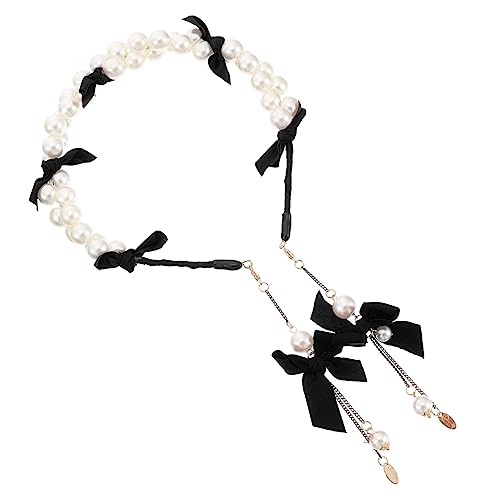 Beaupretty Perlenstirnband mit Quasten für Damen Eleganter Haarschmuck Süße Schleife Angenehm zu Tragen für Hochzeiten und Partys von Beaupretty