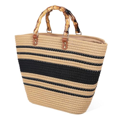 Beaupretty Strandtasche Damen Handgewebte Stroh Tote Bag Sommer Schultertasche mit Großer Kapazität Leicht Vielseitig für Strand Reisen Alltag von Beaupretty
