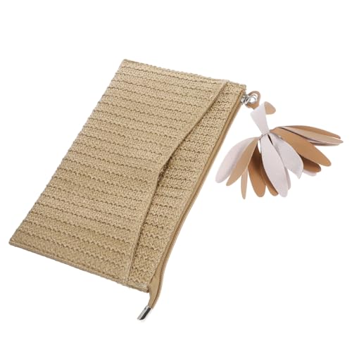 Beaupretty Strandtasche Damen Stroh Clutch Tasche Handgefertigt Modisch Leicht Sommerurlaub Handgelenktasche von Beaupretty