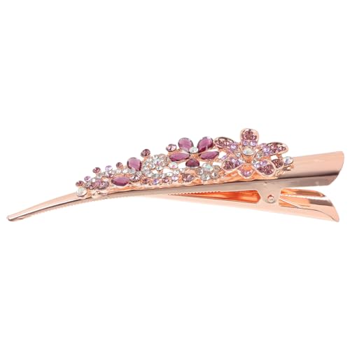 Beaupretty Haarklammer Hornclip Dekorative Haarspange Für Mädchen Florale Haarspange Strass-haarspange Haarspange Für Frauen Süße Haarspange Tiara Metall Fräulein Strasssteine Blumen von Beaupretty